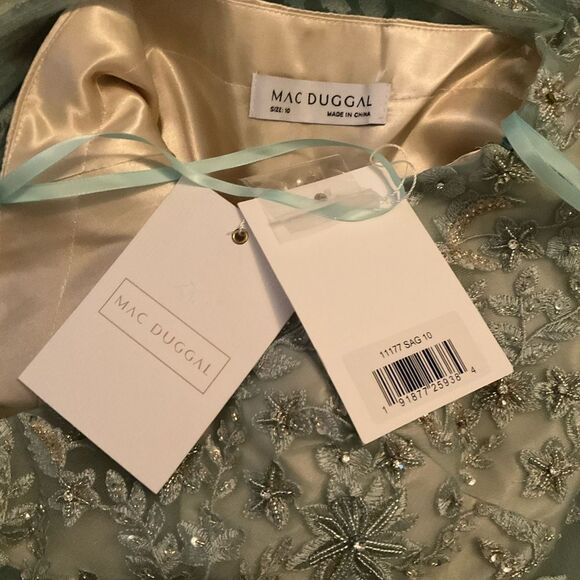 MAC DUGGAL 11177 Green Embellished Bow One Shoulder A Line Gown 10 - Picture 16 of 16